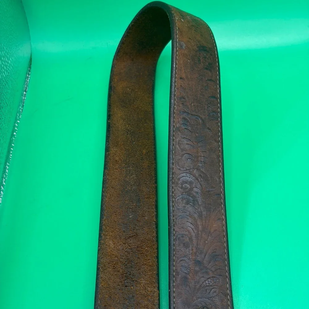 Vintage 70s Western Brown Leather Belt Mens 39